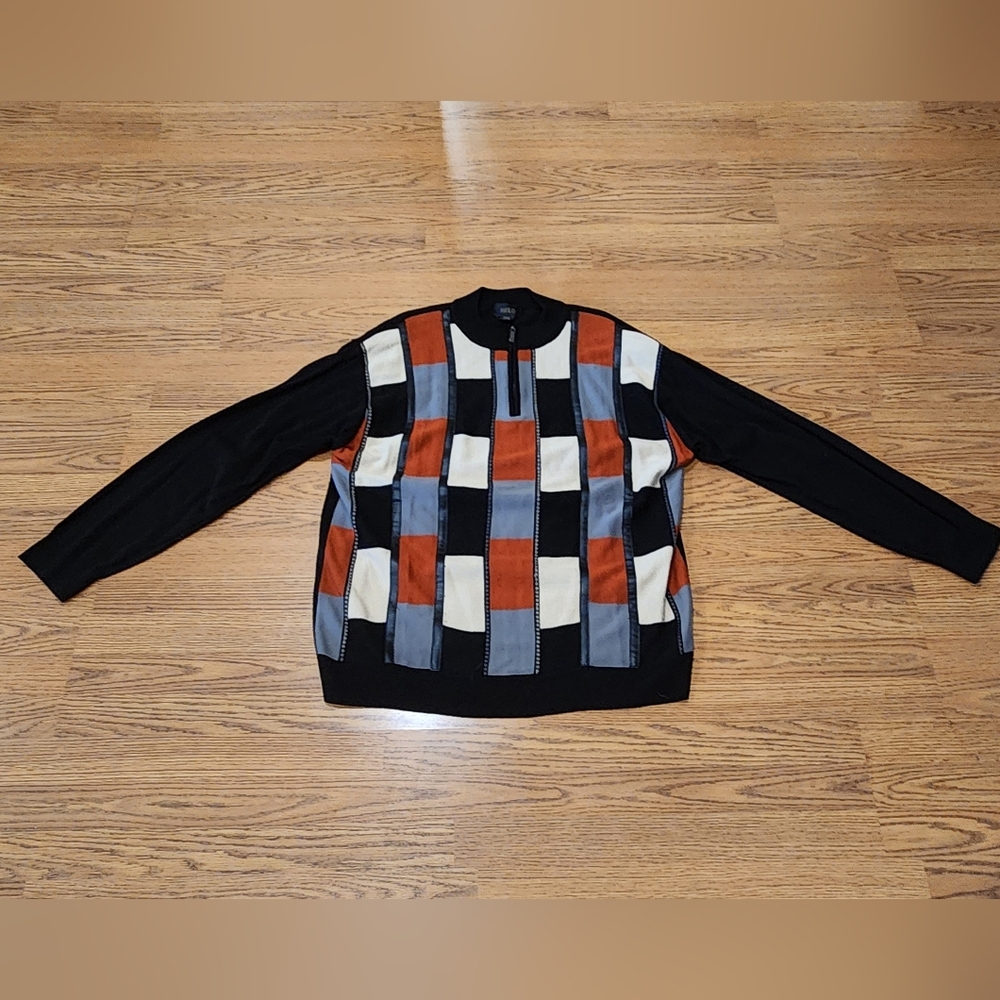 MIKO Black Sweater with Orange and Gray Accents Long Sleeve Size 3XLT